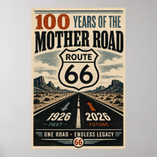Vintage Route 66 Centennial Wüsten-Canyon Poster
