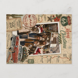 Vintage Route 66 individuelles Fotoalbum für die F Feiertagspostkarte