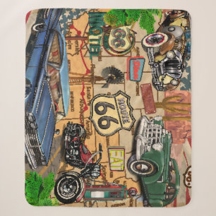 Vintage Route 66, nostalgischer Poster. Sherpadecke