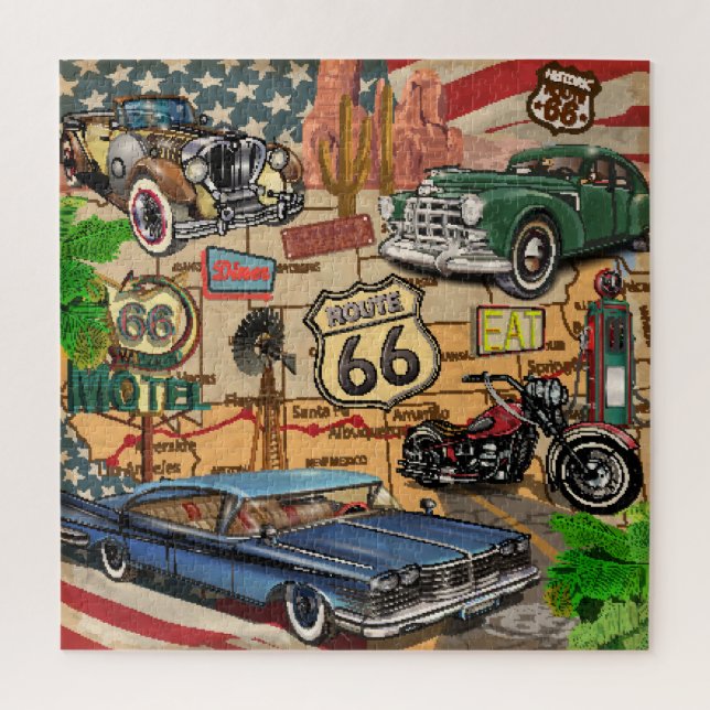 Vintage Route 66, nostalgisches Poster. (Vertikal)