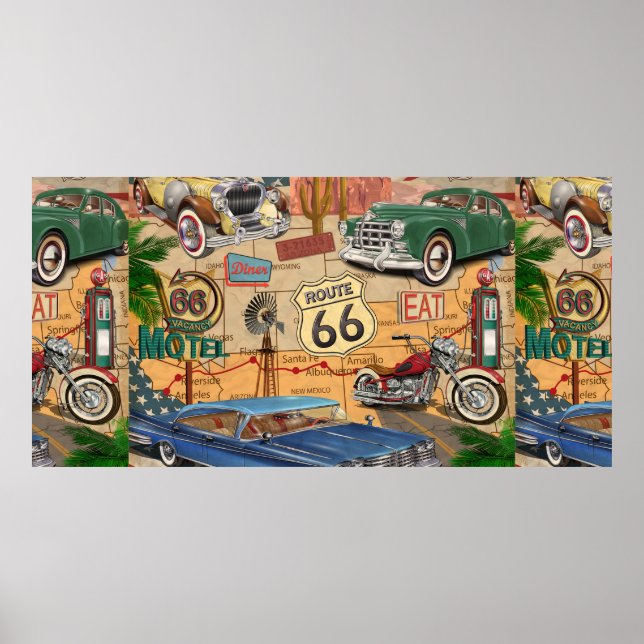 Vintage Route 66 Poster. Poster (Vorne)