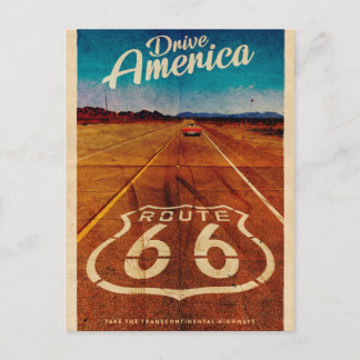 Vintage Route 66 Reise Postkarte