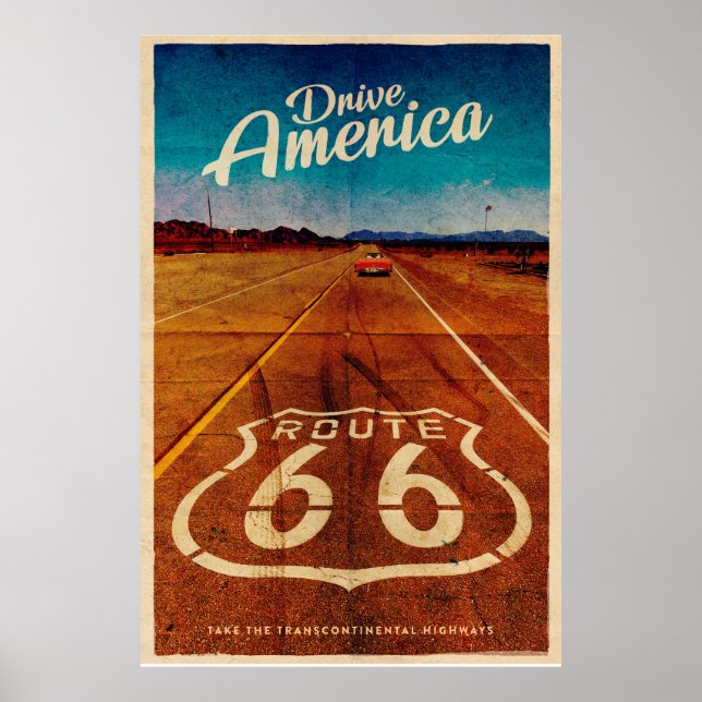 Vintage Route 66 Reiseplakat Poster (Vorne)