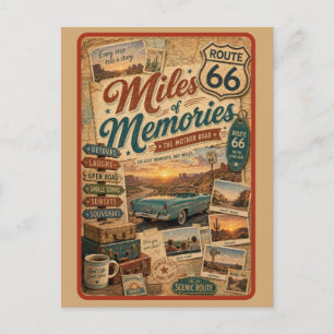 Vintage Route 66 Roadtrip-Reisecollage Postkarte