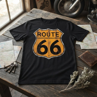Vintage Route 66 Verkehrsschild Tri-Blend Shirt