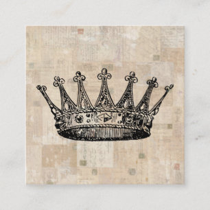 Vintage Royal Crown Art & Aged Stamps Background Begleitkarte