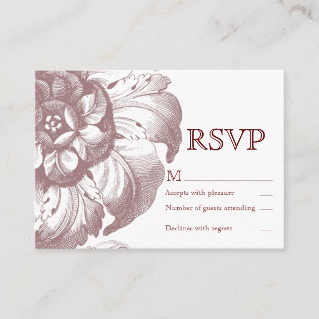 Vintage RSVP-Karte Begleitkarte (Vorderseite)