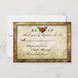 Vintage RSVP-Karten der städtischen Tattoo-Winged  RSVP Karte