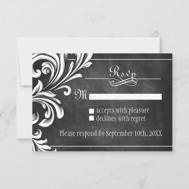 Vintage RSVP-Karten für Chalkboards RSVP Karte (Vorderseite)