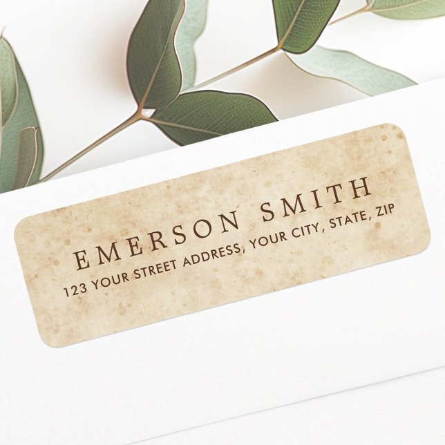 Vintage Rücksendeadresse aus Pergament (Vintage aged parchment elegant return address label)
