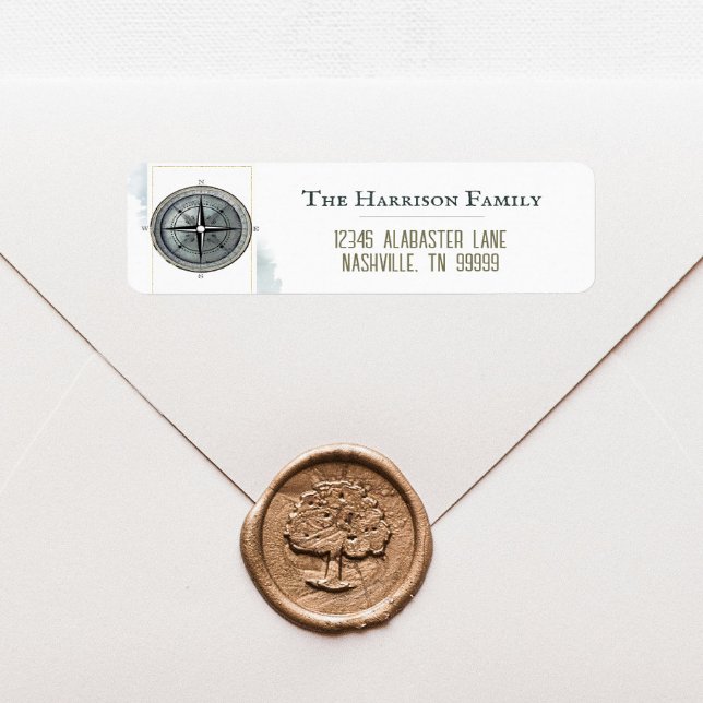 Vintage Rücksendeadresse des Nautischen Kompasses (Vintage Nautical Compass Wedding Return Address Label)