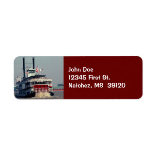 Vintage Rücksendeadresse für Mississippi Riverboat