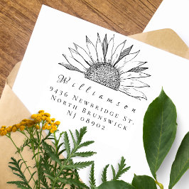 Vintage Rücksendeadresse für Sonnenblumen Gummistempel