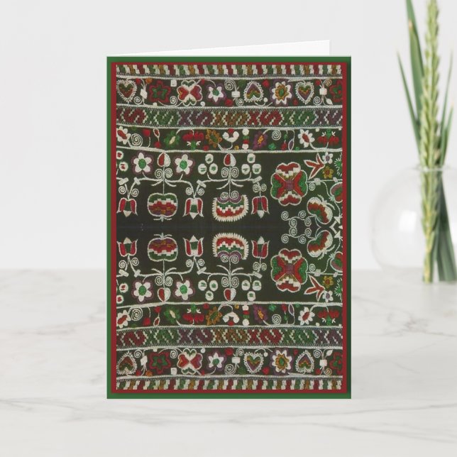 Vintage rumänische Stickerei Karte (Vorderseite)