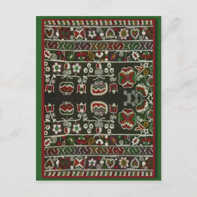 Vintage rumänische Stickerei Postkarte (Vorderseite)