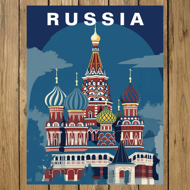 Vintage Russia Retro Cathedral Domes  Postkarte (Vintage Russia Retro Cathedral Domes Postcard
)