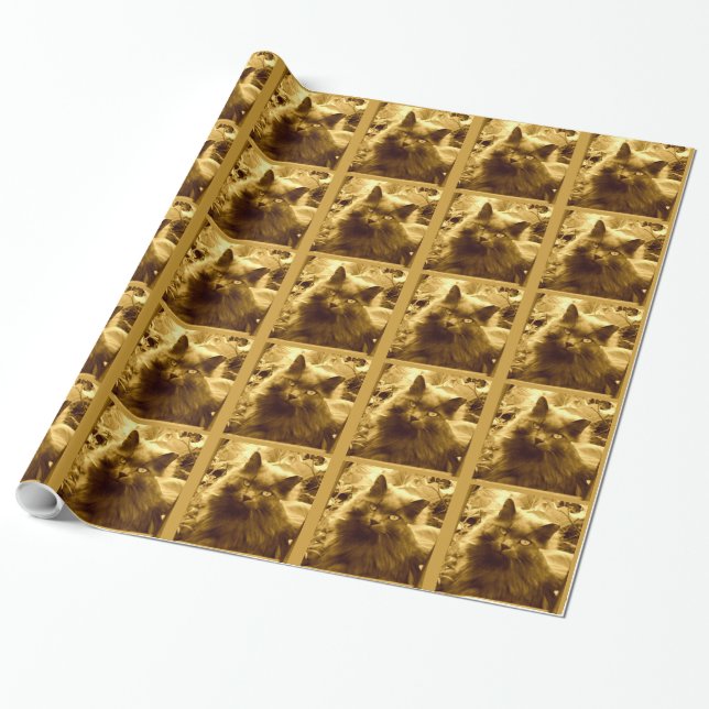 Vintage Russische Blaue Katze Geschenkpapier (Ungerollt)