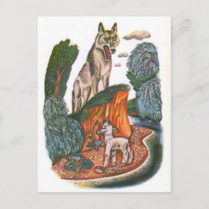 Vintage-russische Illustrationen, Fabeln des Äsop  Postkarte
