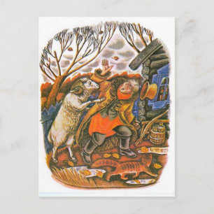 Vintage-russische Illustrationen, Fabeln des Äsop  Postkarte