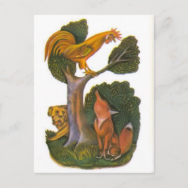 Vintage russische Illustrationen, Fabeln von Aesop Postkarte (Vorderseite)