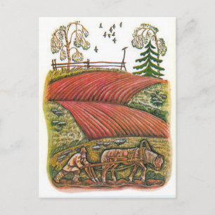 Vintage-russische Illustrationen, Fabeln von Äsop  Postkarte