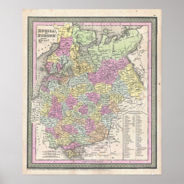 Vintage russische Karte, 1853 Poster (Vorne)