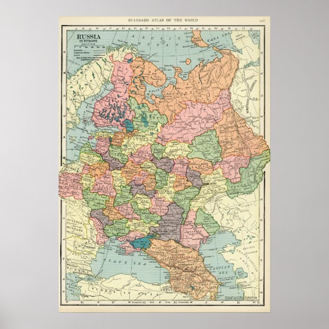 Vintage russische Landkarte Poster (Vorne)