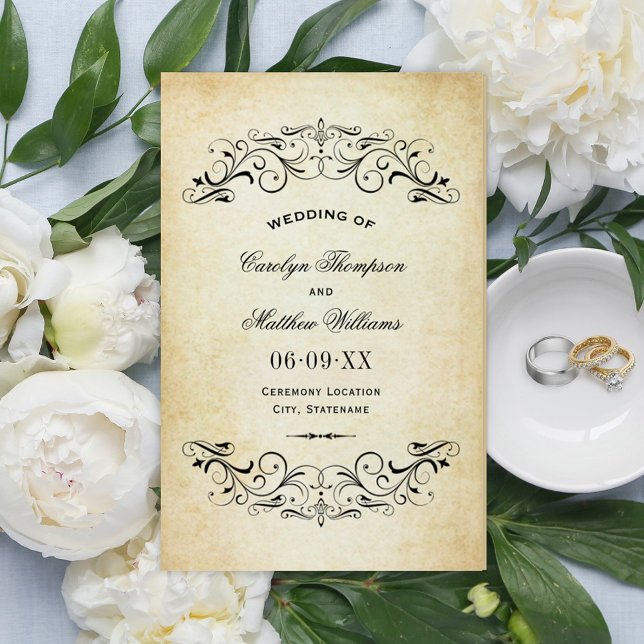 Vintage Rustic Black Flourish Parchment Wedding (Von Creator hochgeladen)