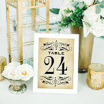 Vintage Rustic Black Flourish Parchment Wedding Tischnummer<br><div class="desc">Vintage Hochzeitskarten mit schwarz dekorativen Wirbel und Schnörkeln auf beiden Seiten der Tischnummer. Der rustikale Elfenbeinhintergrund ist mit einem strukturierten,  gealterten Pergamentpapier bedruckt. Personalisieren Sie jede benötigte Tischnummer und fügen Sie diese einzeln in Ihren Warenkorb ein.</div>