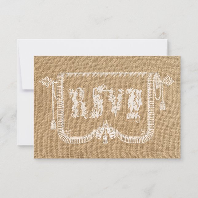 Vintage Rustic Burlap Wedding RSVP (Devant)