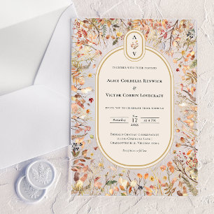 Vintage Rustic Herbst-Beige-Hochzeitsmonogramm Acryleinladungen