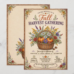 Vintage Rustic Herbst Erntefest-Party Einladung