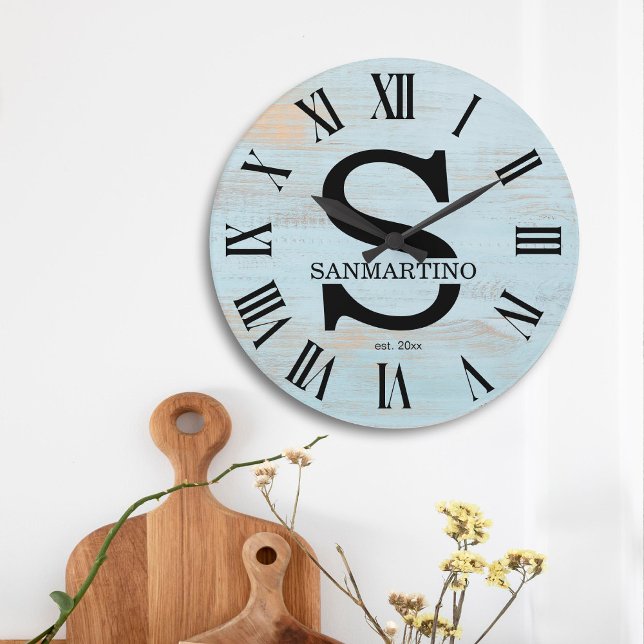 Vintage Rustic Monogram amily Name Große Wanduhr (Von Creator hochgeladen)