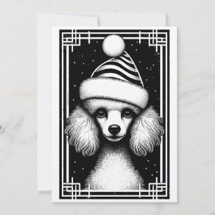 Vintage Rustikal Inspiriert Poodle Weihnachtskarte Feiertagskarte