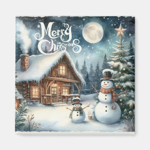 Vintage/Rustikal/Schneemann/Weihnachten Magnet