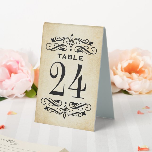 Vintage Rustikal-Schwarz-Blüh-Hochzeit Tischaufsteller (In Situ (Hochzeit))