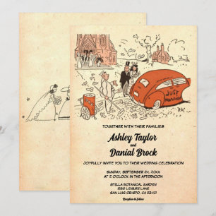Vintage rustikale Alte Verheiratete Coupé Retro Ho Einladung