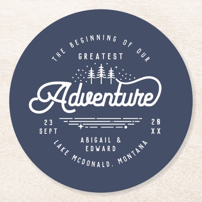 Vintage rustikale Ankündigung Datum freihalten Runder Pappuntersetzer (Vorderseite)