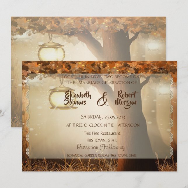 Vintage Rustikale Baumeinladung Einladung (Vorne/Hinten)