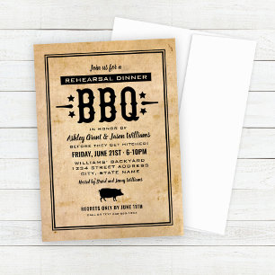 Vintage Rustikale BBQ-Hochzeitsprobe-Dinner Einladung