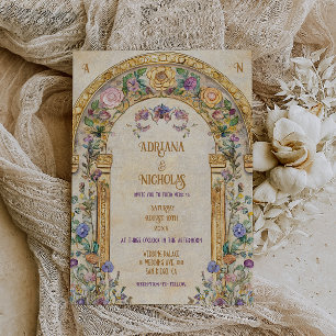 Vintage rustikale Blumenhochzeit Einladung