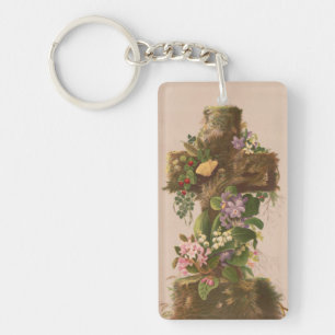 Vintage rustikale Blumenkreuz, Osterkarte, Schlüsselanhänger