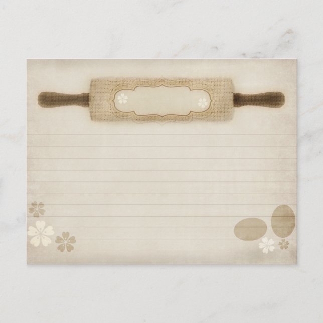Vintage Rustikale Button-Rezept-Karte Postkarte (Vorderseite)