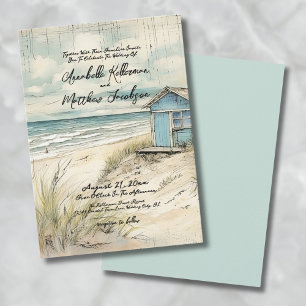 Vintage Rustikale Elegante Küsten Strandhochzeit Einladung