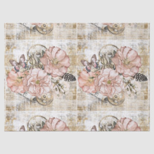 Vintage rustikale Ephemera Rosa Blumenbeutel Seidenpapier
