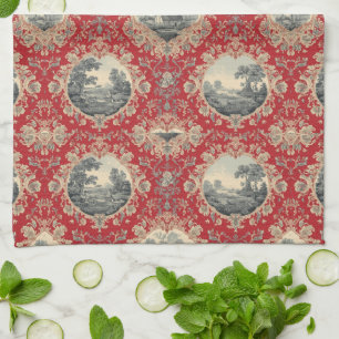 Vintage rustikale Farm French Toile Blumenmuster Geschirrtuch