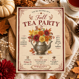 Vintage Rustikale Herbst-Teeparty im Herbst Einladung