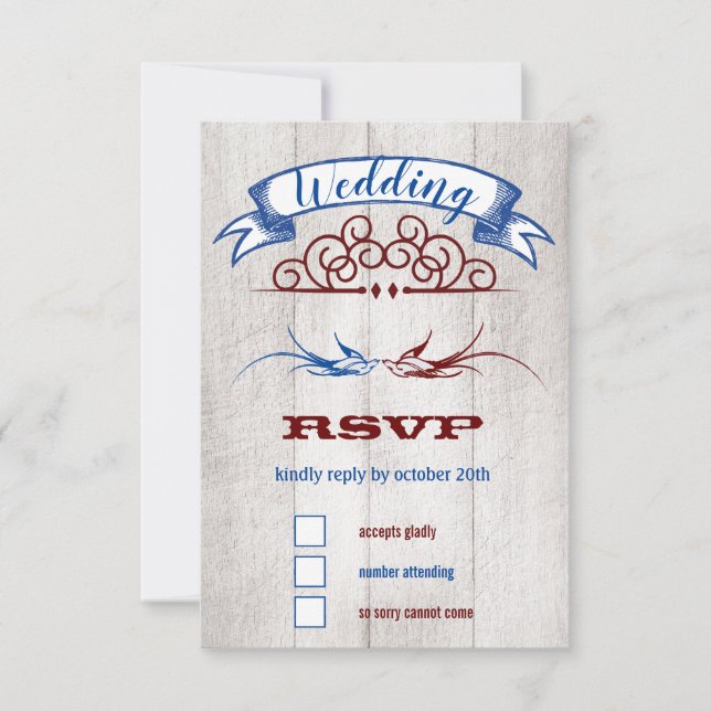 Vintage rustikale Herzminze UAWG RSVP Karte (Vorderseite)