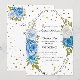 Vintage rustikale Hochzeit Blumen Goldstars Einladung