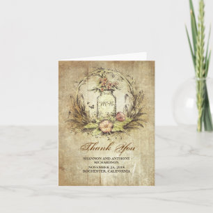 Vintage rustikale Hochzeit des Maurerglases danken Dankeskarte